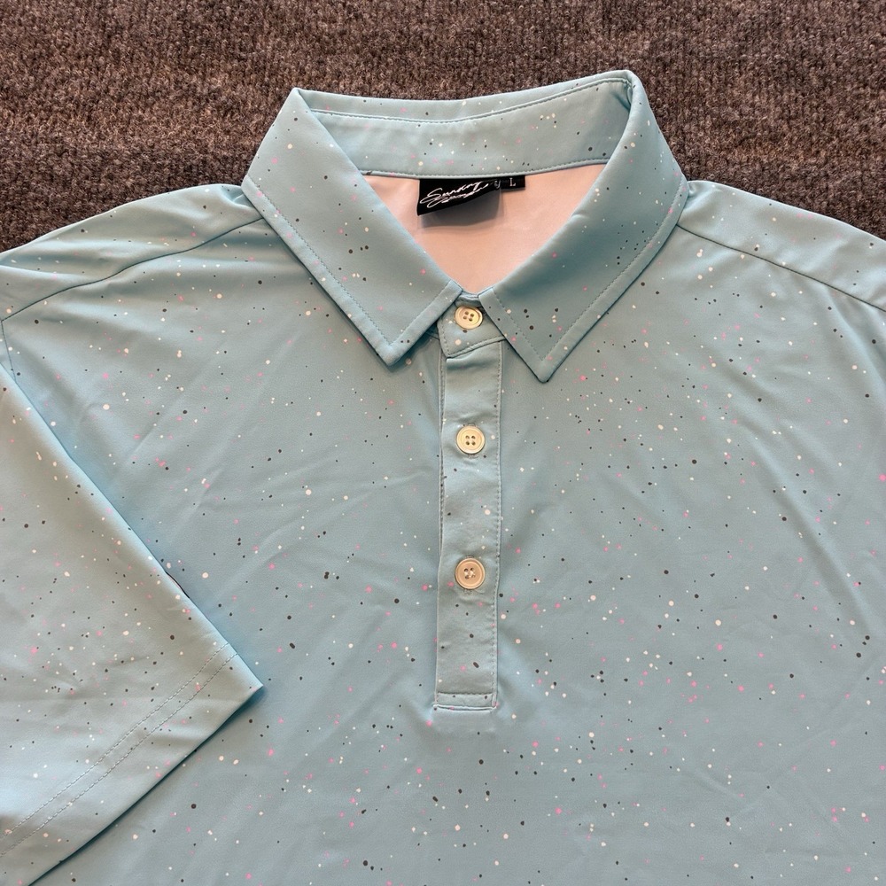 Sunday Swagger Sailin' Paint Splatter Print Golf Polo Shirt Mens Large Stretch